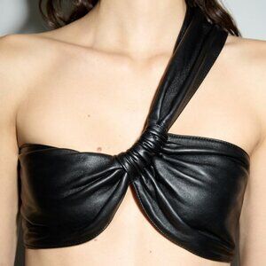 NWT ZARA ASYMMETRIC WRAP LEATHER TOP SIZE L